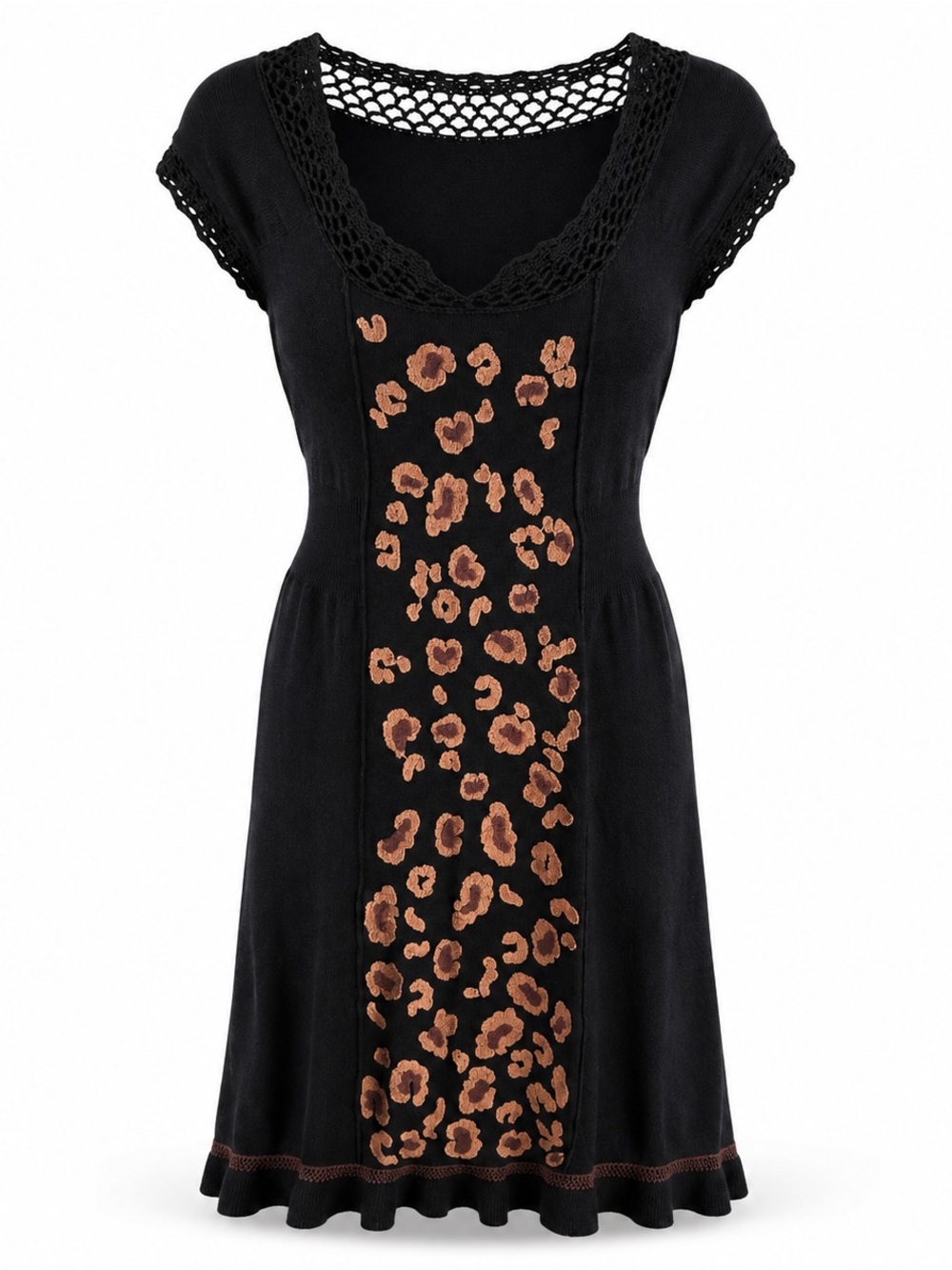 Nanette Lepore Y2K Leopard Knit Dress XS Animal Print
